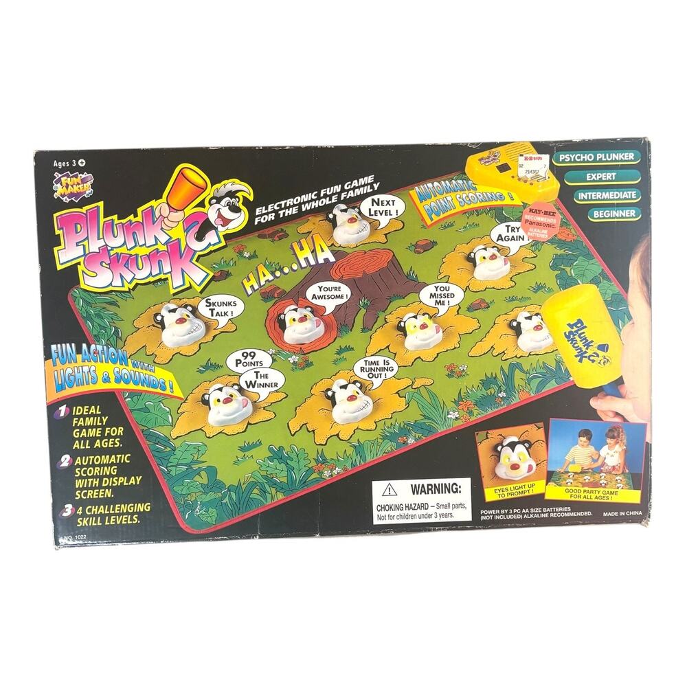 1996 Vintage Fun Maker PLUNK A SKUNK Electronic Family Game RARE Tested KB Toys